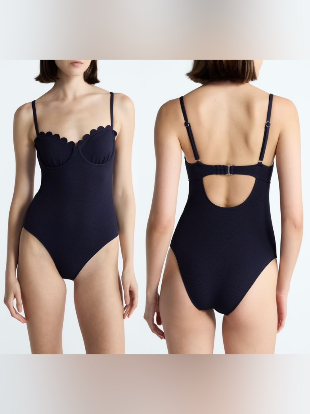 Scalloped Edge Balconette Underwire One-Piece Swimsuit